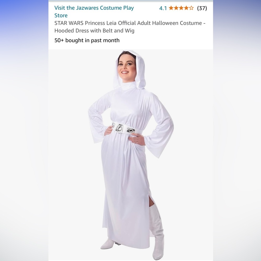 VGUC Princess Leia Star Wars costume with belt and wig Size L
